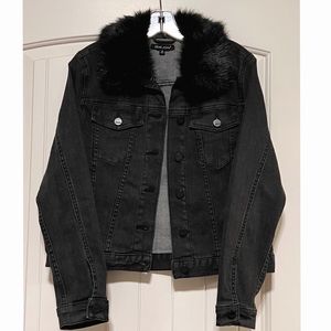 Dear John Fur Collar Denim Jacket - Removable Faux Fur Collar - Like New!